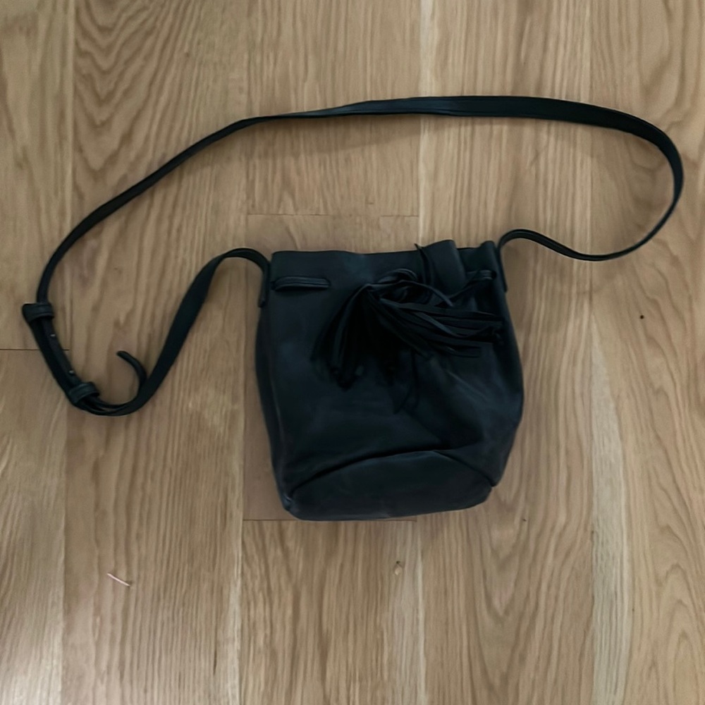 ABLE Leather Black Bucket Bag